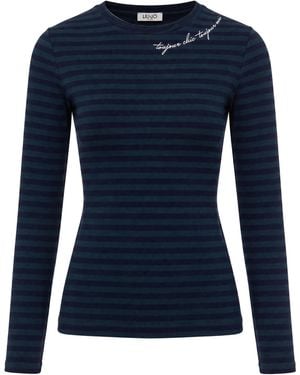 Liu Jo Striped Long Sleeve Crewneck T-Shirt - Blue