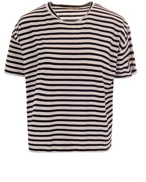Sessun Cropped Striped T-Shirt - Black