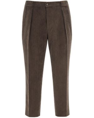 BRIGLIA Pantalone Sartoriale Velluto Marrone - Brown