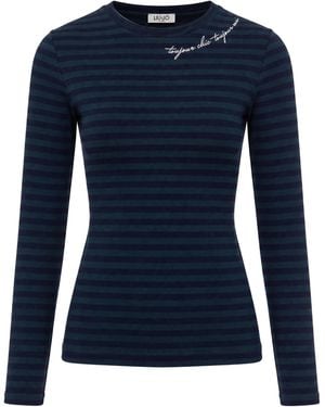 Liu Jo Striped Long Sleeve Crewneck T-Shirt - Blue