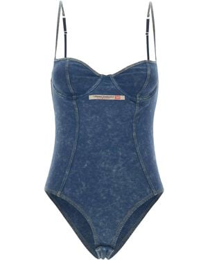 DIESEL Bustier Bodysuit With Sweetheart Neckline And Adjustable Straps - Blue