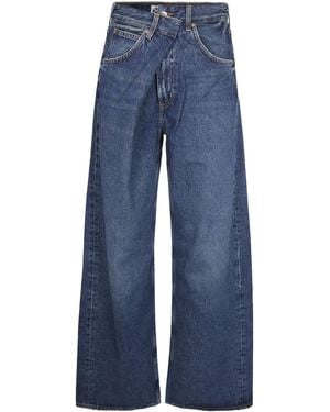 Agolde Wide-Leg Jeans With Folded Waistband Detail - Blue