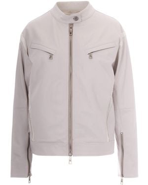 Patrizia Pepe Zipped Leather Jacket - Gray