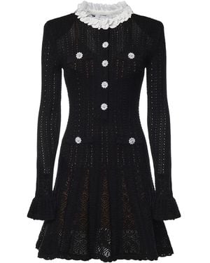 Self-Portrait Embroidered Lace Mini Dress - Black