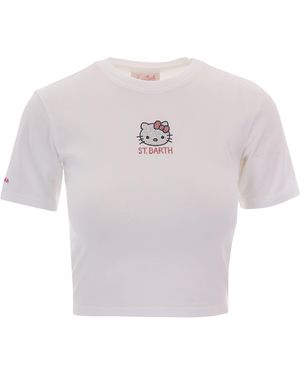 MC2 Saint Barth Short-Sleeved Fitted T-Shirt With Rhinestone Details - White