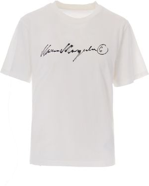 MM6 by Maison Margiela T-Shirt Painted Logo Off - White