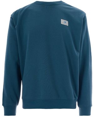 New Balance Felpa Woven Label Crew Big - Blue