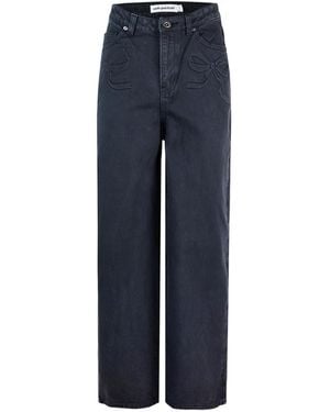 Self-Portrait Denim Jeans With Bow Pattern - Blue