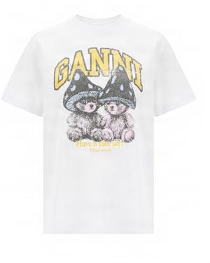 Ganni Graphic Cotton T-Shirt - White