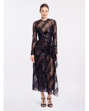 Elie Saab Sequin Midi Dress - White