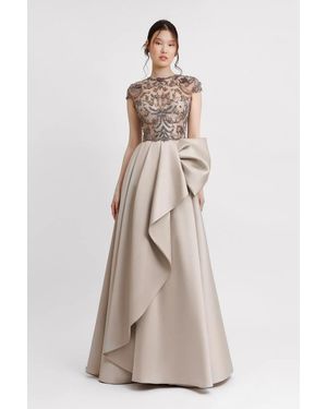 Gemy Maalouf Fully Beaded Corset Gown - Natural