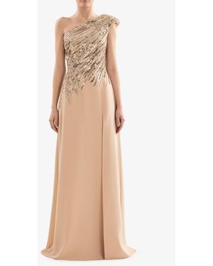 Saiid Kobeisy One-Shoulder Sequin Gown - Natural