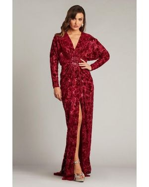 Tadashi Shoji Belleann Velvet Gown - Red