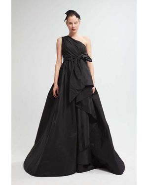 YOLANCRIS One Shoulder A-Line Gown - Black