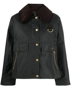 Barbour Giacca Corta Verde Scuro Con Colletto - Nero