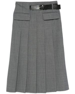 Semicouture 'Tracy' Pleated Midi Skirt - Gray
