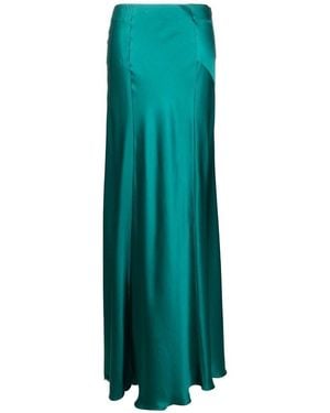 Alberta Ferretti High-Waisted Silk Maxi Skirt - Green