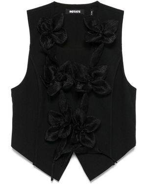 ROTATE BIRGER CHRISTENSEN Top A Gilet Con Fiori Senza Maniche - Nero