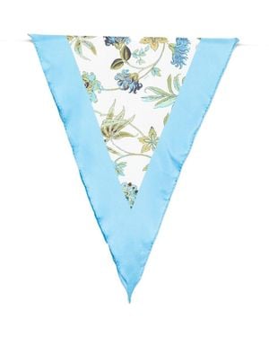 Fay Foulard Triangolare Celeste Con Stampa Floreale - Blu