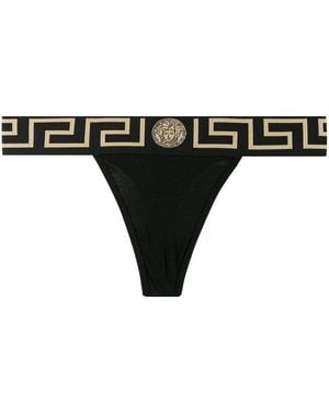Versace Perizoma Con Bordo Chiave Greca - Nero