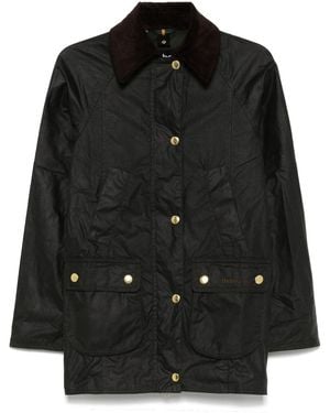 Barbour Giacca Parka Lunga Verde Scuro Con Colletto - Nero