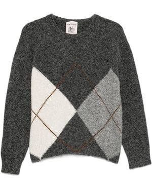 Semicouture Maglia Keira Grigia Girocollo Con Motivo A Rombi - Nero