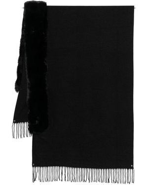 Blugirl Blumarine Knitted Stole With Faux Fur Collar - Black