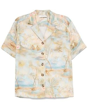 Zimmermann Tropical Print Short-Sleeved Shirt With Classic Collar - White