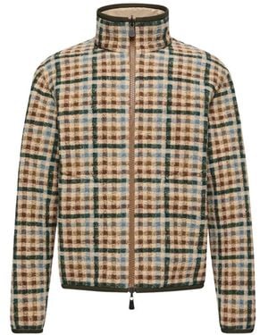 Moncler Bomber Imbottito Con Fantasia Geometrica - Bianco