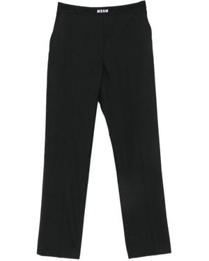 MSGM Pantaloni Casual Neri Con Logo Ricamato - Nero
