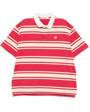 Timberland Polo Rossa A Righe Con Logo - Rosso