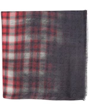 Pinko Sciarpa Foulard Rueda A Quadri Rossi Con Sfumature - Viola