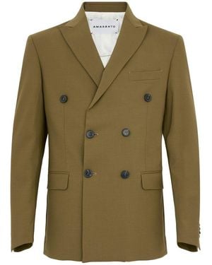 Amaranto Double-Breasted Military Blazer - Green