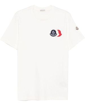 Moncler T-Shirt Girocollo Con Logo - Bianco