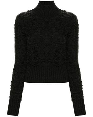 MM6 by Maison Martin Margiela Worn-Effect Wool Sweater - Black