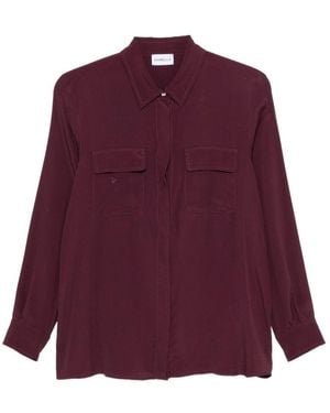 Marella Camicia Festoso Bordeaux Con Taschine Sul Petto - Viola