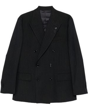 Lardini Blazer Doppiopetto Blu Gessato - Nero