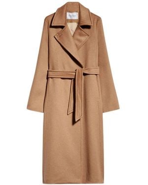 Max Mara Cappotto Lungo Manuela Con Cintura - Neutro