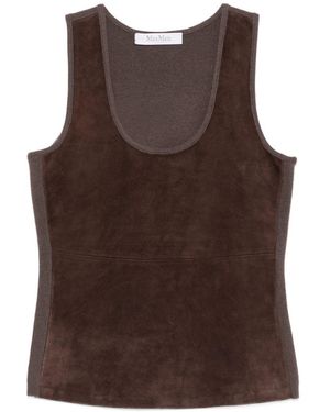 Max Mara Top Con Scollo Rotondo E Parte Frontale - Marrone
