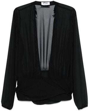 The Attico Blouse With Deep Neckline - Black