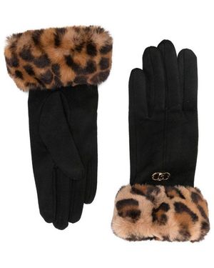 Liu Jo Leopard-Print Cuff Gloves - Black