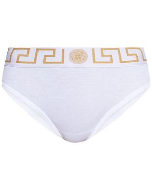 Versace Slip Con Bordo Greca - Bianco