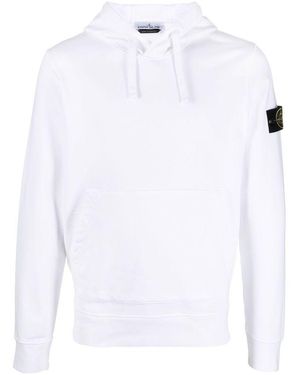 Stone Island Felpa Con Logo - Bianco