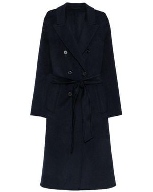 Marella Cappotto Laghi Doppiopetto Lungo Blu
