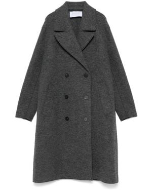 Harris Wharf London Long Wool Coat With Vent - Gray