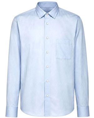 Xacus Camicia Celeste A Maniche Lunghe Con Taschino - Blu