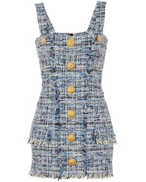 Balmain Tweed Mini Dress - Blue