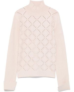 Blugirl Blumarine Maglione A Collo Alto Con Motivo Geometrico - Rosa