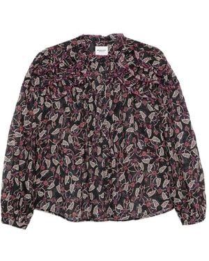 Isabel Marant Camicia Nera A Maniche Lunghe - Viola