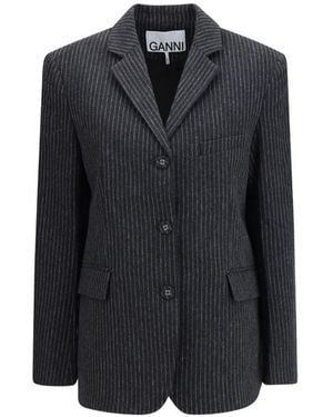Ganni Blazer Monopetto Gessato Nero